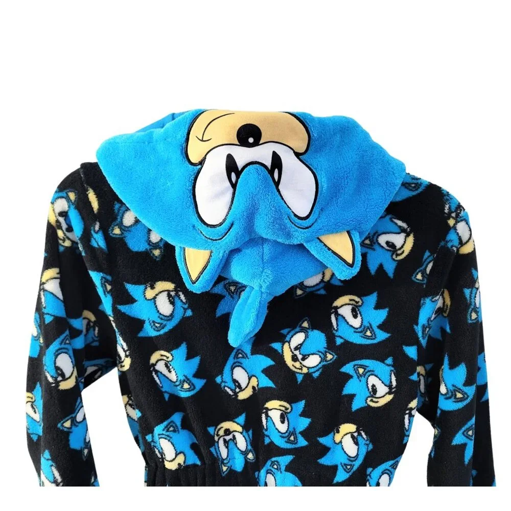SONIC THE HEDGEHOG Blue & Black Hooded Robe With Belt - Boys 9-10
